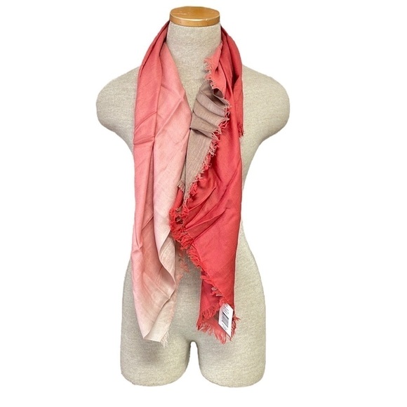 Celeste Coral Ombre Scarf NWT Modal Cashmere Blend Coral Brown One Size - Picture 1 of 8